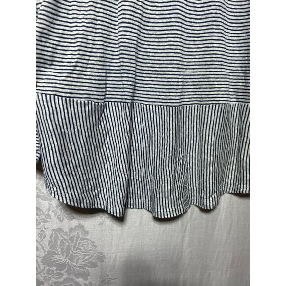 C&C California 100% Linen Shirt XL Blue White Striped Hooded Roll Tab Sleeves - Picture 8 of 10